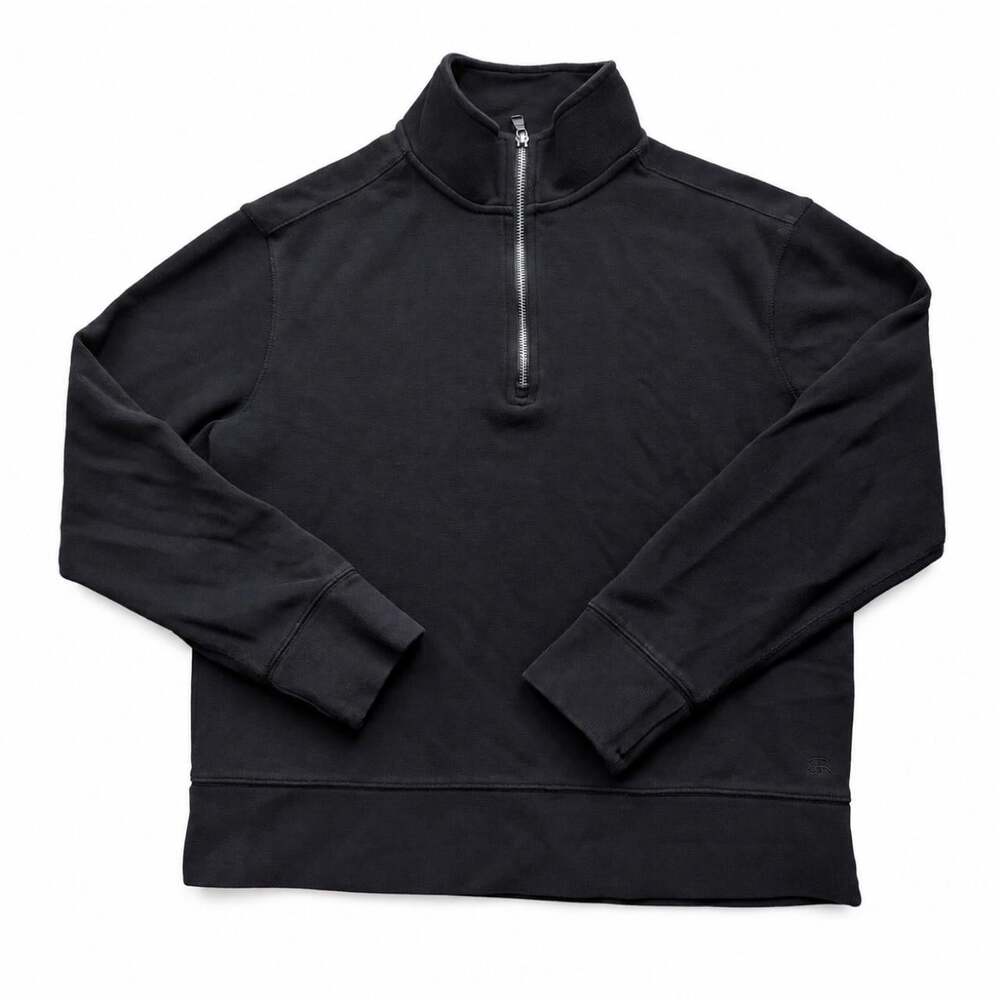 Banana Republic Women’s Black Quarter Zip Pullover Sweatshirt Minimalist Preppy